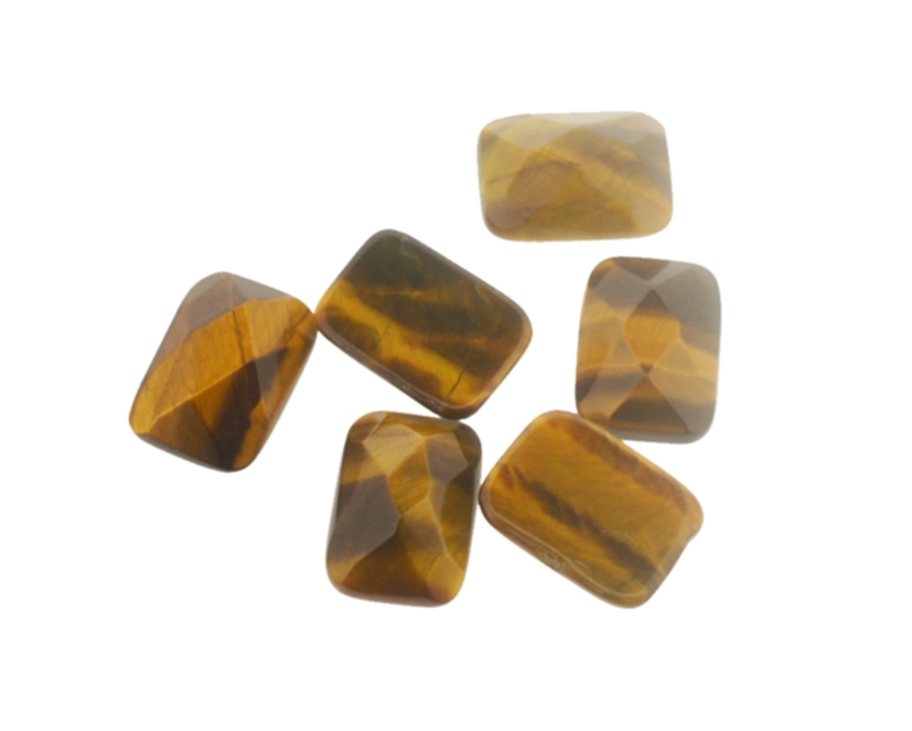 Cabuchão facetado pedra olho de tigre - 18x13 mm (3 pçs) PO-317